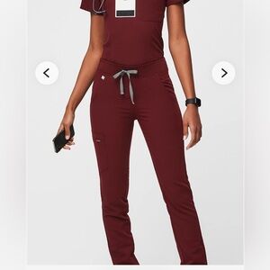 Figs Maroon Straight Leg Pants